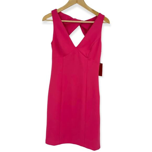 Vince Camuto Hot Pink Sleeveless V Neck Twist Back Dress Size 4 NWT - Picture 7 of 10